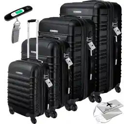 KESSER 4-Piece Basic Hard-Shell Trolley Suitcases, ABS Travel Luggage on 4 Wheels with Telescopic Handle and Lock, S-M-L-XL
