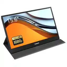 Yodoit Draagbare Monitor 15.6" 1920×1080 FHD Monitor Scherm IPS Display met USB Type C/Mini HDMI Poort en Ingebouwde Luidsprekers, Smart Cover, Compatibel met PC, Laptop, MacBook, PS 3/4/5, Xbox