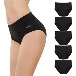 anqier Women's Underwear, Pack of 5 Stretch Cotton High-Waist Briefs, Women's Breathable Panties, Soft, Women’s Underwear