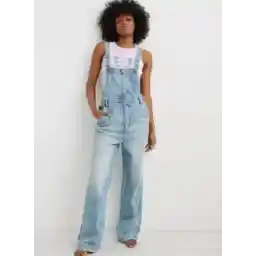 Wide Leg Denim Overalls