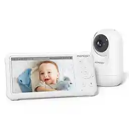 Momcozy BM01 Baby Monitor, 1080P 5 Inch HD Baby Monitor with Camera and Wall Mount, Infrared Night Vision, 5000 mAh Battery, 2-Way Audio, Temperature Sensor, Lullabies, 300 m Range, Ideal for Young
