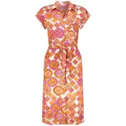 Geisha Jurk Blouse Jurk Met Vintage Print 47232 20 Sand/fuchsia Combi Dames Maat - L