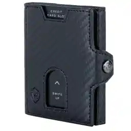 VON HEESEN Slim Wallet with RFID Protection, for Men and Women, Mini Purse, Credit Card Case, Small Wallet, Black carbon