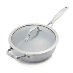 GreenPan Venice Pro Tri-Ply 24 cm/3,4 l güveç tavası, yardımcı saplı ve kapaklı, paslanmaz çelikten sağlıklı yapışmaz tencere, PAS içermez, çok katmanlı, indüksiyon, bulaşık makinesinde yıkanabilir,