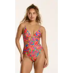 Shiwi Swimsuit ROWY V-NECK - orange sun groovy love - 40