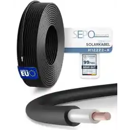 Solar Cable 6 mm² 100 m - Solar Cable H1Z2Z2-K - Made in EU - Double Insulated for Photovoltaic Systems - Includes 0% VAT according to § 12 Paragraph 3 UStG (Black - 100 Metres)