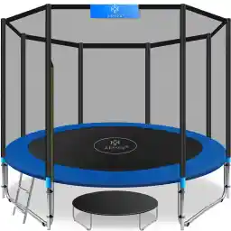 KESSER® Trampoline Diameter 244/305/366/427 cm | TÜV Rheinland GS Certified | Complete Set with Safety Net Rain Cover, Ladder, Edge Cover & Accessories | Children's Trampoline Garden Trampoline up to