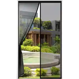 Thickened Fly Screen Door, Mosquito Net Door, Magnetic Curtain, Insect Protection for Balcony Door, Cellar Door and Patio Door, Easy Adhesive Installation, No Drilling, Black Colour, 100 x 210 cm