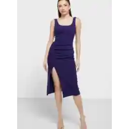 Side Slit Square Neck Dress