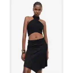 Asymmetric Hem High Waist Skirt