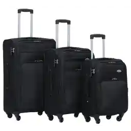 Beibye 4-Wheeled Travel Suitcase, Fabric Case, Hand Luggage, Children's Luggage Suitcase Trolley Set, XL, L, M, black