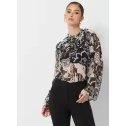 High Neck Printed Top