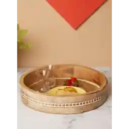 Round Carved Wooden Tray