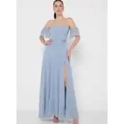 Side Slit Bardot Dress