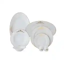 سرویس غذاخوری 28 پارچه چینی زرین ایران مدل ایتالیا اف کوئین طلایی درجه عالی