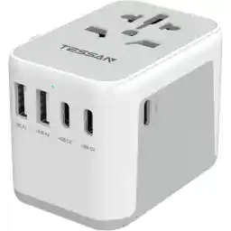 TESSAN Universal Adapter, Worldwide Travel Plug Adaptor with 2 USB A and 3 USB C Ports, International Travel Adapter for EU, UK, USA, AU, Power Socket Charger for Multi Countries