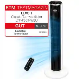 Levoit - Tower Fan with Advanced Sleep Mode Fan Quiet 12 Hours Timer 4 Modes 5 Speeds Automatic Operation with Sensor Oscillation Tower Fan with Remote Control White 92 cm