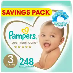 Pampers Premium Care Taped Baby Diapers, Size 3, 6-10 kg, Unique Softest Absorption for Ultimate Skin Protection, 62 Count