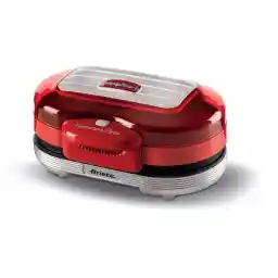 Ariete Party Time Hamburger Makinesi Kırmızı 0205/00 - Hamburger Maker, 1200 Watt, Çift Yapışmaz Plakalar, Aynı Anda Üst Plakada 2 Sandviç Ekmeği Isıtma, Alt Plakada Köfte Pişirme Özelliği