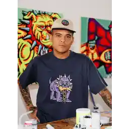 ABYZT02237_DOG DAYS OG SS WW Siyah Oversized Desenli Erkek T-Shirt