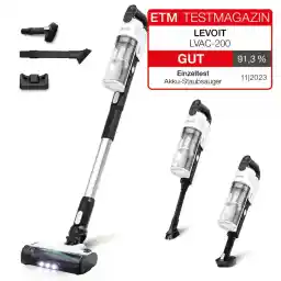 Levoit - Battery Vacuum Cleaner - Running Time for 75 ㎡ - Wireless Vacuum Cleaner - 4-in-1 Vacuum Cleaner - 99.9 Percent Filter Performance - Anti Tangle - for Pet Hair/Carpets/Hard Floors/Car - LVAC