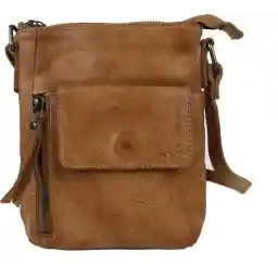 Bear Design Davide Kleine Leren Crossbodytas / Schoudertas Dames - Leer - Taupe