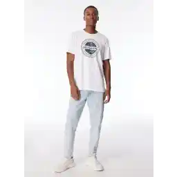 EBYZT00168_ROTOR FILL SS Beyaz Erkek Bisiklet Yaka Regular Fit Desenli T-Shirt