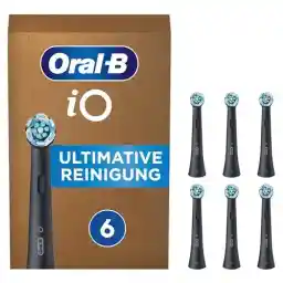 Oral-B iO Black Ultimate Cleaning Toothbrush Heads for Electric Toothbrush, Letter Box Compatible Packaging, Pack of 6