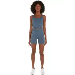 00GWS4L7285BX-WO - Bike Short 5 Kadın Mavi Lastikli Bel Normal Kalıp Şort