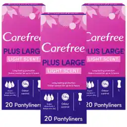 Carefree Panty Liners Plus Large Light Scent 20pcs 2+1