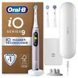 Oral-B iO Series 9 Plus Edition Electric Toothbrush, Plus 3 Toothbrush Heads Including Whitening, Magnetic Case, 7 Cleaning Modes, Gift for Men and Women, Designed by Braun, Rose