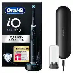 Oral-B iO Series 10 Luxe Edition Electric Toothbrush, Magnetic Technology, 7 Cleaning Modes for Dental Care, iOSense, Colour Display, Charging Travel Case, Designed by Braun, Black