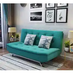 Fabric Multifunction Folding Foam Sofa Bed Set Living Room (Turqoise)