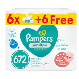 Pampers Sensitive Protect Baby Wipes with 100% Purified Water for Hands and Face, 12 Packs, 672 Count