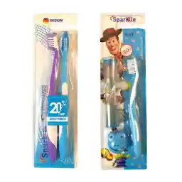 مسواک اسپارکل مدل toy S9 با برس متوسط مجموعه 3 عددی