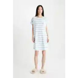 Defacto Crew Neck Striped Short Sleeve Nightgown - D2054AX24SM