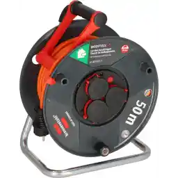 Brennenstuhl Garant V2 IP44 Cable Reel 50 m Outdoor (Made in Germany, 3 Earthing Contact Sockets, Overheating Protection, Short-Term Outdoor Use)