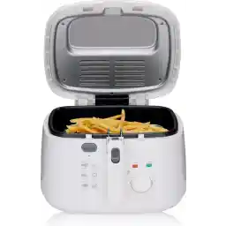 alpina Frituurpan 2.5L - Friteuse met instelbare Thermostaat - Frituur met Kijkvenster en Uitneembare Mand - Frietpan 1800W - Inklapbaar Handvat - Wit