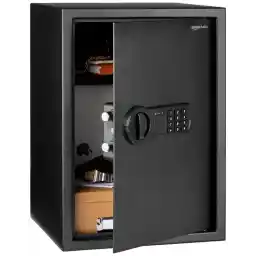 Amazon Basics Steel Home Security Safe with Programmable Keypad Lock, Secure Documents, Jewelry, Valuables, 0.01 cubic meter, Black, 35 x 33 x 50 centimeters