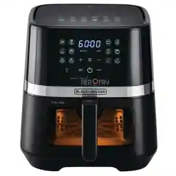 BLACK+DECKER 12-in-1 Digital Air Fryer, 1800W, 8.5L/2Kg Capacity, Rapid Hot Air Circulation for Frying, Grilling, Baking and Broiling, Brushed Matte Finish, Viewing Window - Black/Silver, AF5800-B5