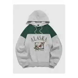 ALİKA Unisex Grey-Green Alaska Hooded Oversize Sweatshirt