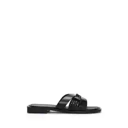 Derimod Black Leather Women's Slippers - 24sfd330118