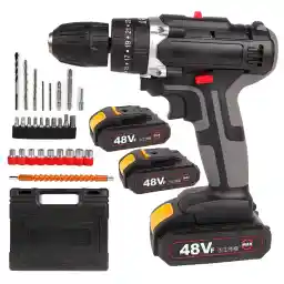 48V Cordless Drill Set, Electric Drill with 2 Batteries and Charger, Electric Screwdriver Power Drill Drivers with 2 Speed, 25 Torque Setting, Built-in LED Light,Storage Case Included