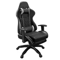 Gaming Chair Office Chair with Footrest Racing Ergonomic Chair Leather Reclining Video Game Chair Adjustable Armrest High Back Gamer Chair with Headrest and Lumbar Support (Black)