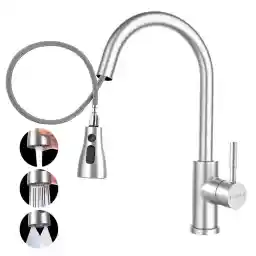 APPASO Kitchen Faucet with Pull Down Sprayer Brushed Nickel, Single-Handle High Arc Modern Kitchen Sink Tap Mixer Stainless Steel, خلاط المطبخ, صنبور مطبخ قابل للسحب, صنبور مطبخ
