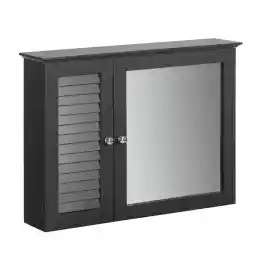 (SA STOCK) SoBuy BZR55-DG, Wall Mounted Bathroom Storage Mirror Cabinet Unit, Over The Toilet Storage Shelves,Medicine Cabinet,Cosmetic Makeup Storage Organizer,(Dark Grey)