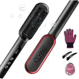 TYMO Ring Plus Ionic Hair Straightener Comb Haarstijlborstel en -ijzer met nano-titanium coating voor gelijkmatige hitte, 9 temperatuurinstellingen en led-scherm