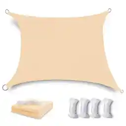 Prosight Sun Shade Sail, 3 x 5 m Rectangle Canopy, Waterproof UV Block Sunshade With Rope for Swimming Pool Patio Backyard Lawn Garden Outdoor Activities (Yellow 3X5 M)