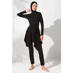 Pierre Cardin 231916 Black Long Sleeve Flounce Hijab Swimsuit Set