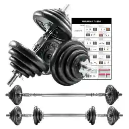 PROIRON 20kg Cast Iron Adjustable Dumbbell Set Hand Weight with Solid Dumbbell Handles Changed into Barbell Handily Perfect for Bodybuilding Fitness Weight Lifting Training Home Gym
